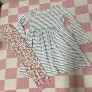 The Children's Place Striped and Floral Dress Set - Pink, Blue, Green, White
